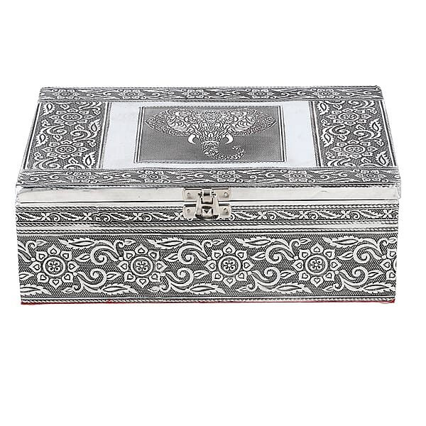 Shop Lc Elephant Embossed Aluminium Oxidized Set Of 4 Nesting Storage Box