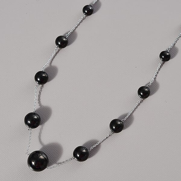 Shop Lc Elite Shungite 35.00 Ctw Necklace In Rhodium Over Sterling Silver 20 Inches