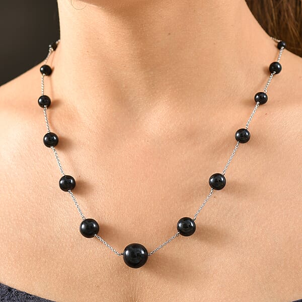 Shop Lc Elite Shungite 35.00 Ctw Necklace In Rhodium Over Sterling Silver 20 Inches