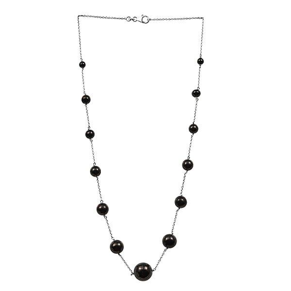 Shop Lc Elite Shungite 35.00 Ctw Necklace In Rhodium Over Sterling Silver 20 Inches