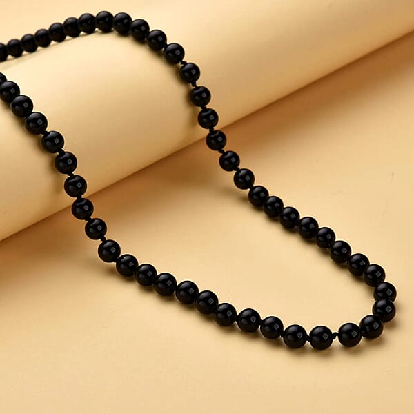Shop Lc Enhanced Black Agate Beaded Endless Necklace 34 Inches 332.00 Ctw