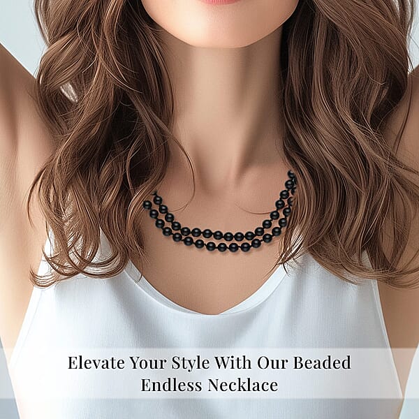 Shop Lc Enhanced Black Agate Beaded Endless Necklace 34 Inches 332.00 Ctw