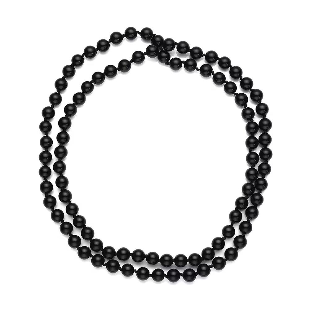 shop lc Enhanced Black Agate Beaded Endless Necklace 34 Inches 332.00 ctw
