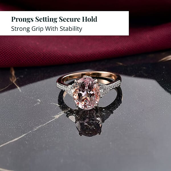 Shop Lc Epic Deal 10K Rose Gold AAA Pink Morganite Luxuriant Lab Grown Diamond (E-F VS) (0.35 Cts) Crown Jewel Ring 3.70 Ctw