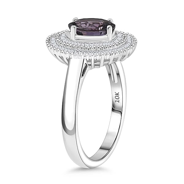 Shop Lc Epic Deal Luxoro 10K White Gold Premium Lavender Spinel Diamond (I2) (0.70 Cts) Classic Double Halo Ring 2.20 Ctw