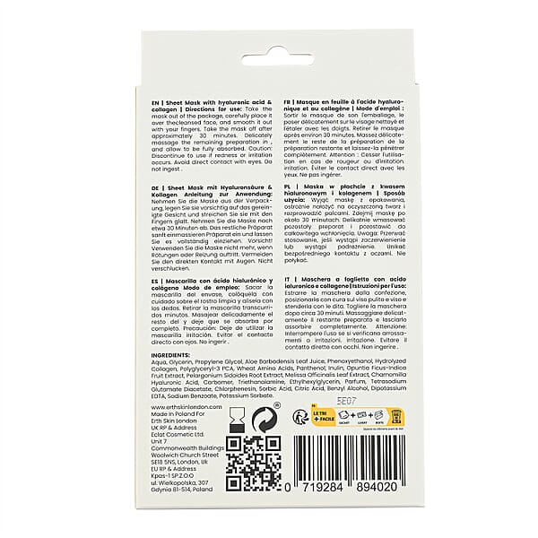 Shop Lc Erth Skin London Hyaluronic Acid & Collagen Mask - 3 Sheets