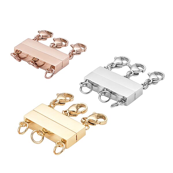 Shop Lc EverTrue 3 Row Layering Lock In ION Plated YG RG And Stainless Steel With 3pcs Lobster Locks (22.30 G) Tarnish-Free Waterproof Sweat Proof Jewelry