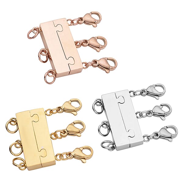 Shop Lc EverTrue 3 Row Layering Lock In ION Plated YG RG And Stainless Steel With 3pcs Lobster Locks (22.30 G) Tarnish-Free Waterproof Sweat Proof Jewelry