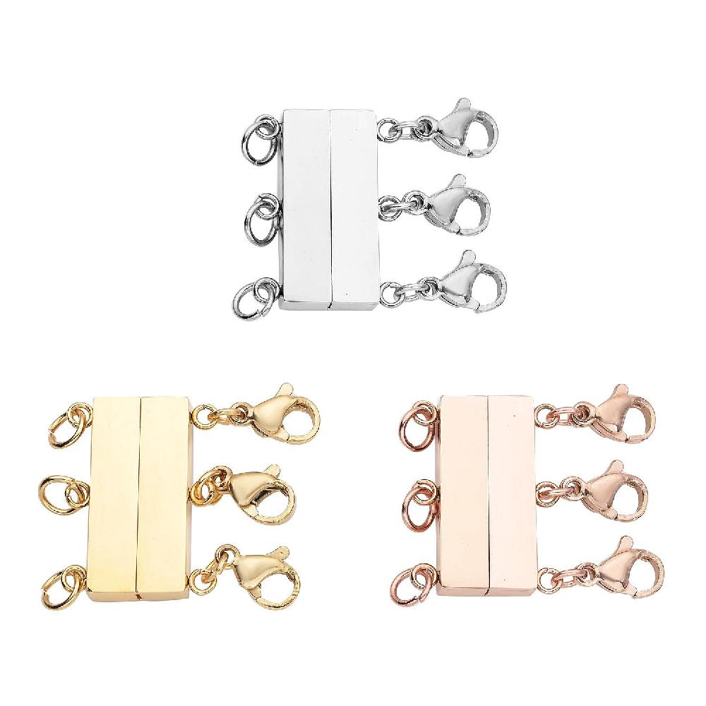 shop lc EverTrue 3 Row Layering Lock in ION Plated YG RG and Stainless Steel with 3pcs Lobster Locks (22.30 g) Tarnish-Free Waterproof Sweat Proof Jewelry