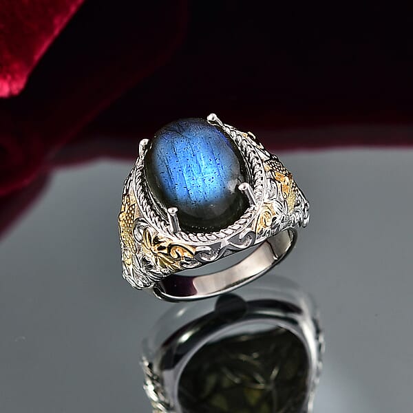 Shop Lc EverTrue AAA Malagasy Labradorite Moonlit Bloom Empress Ring In 18K YG Plated And Platinum Bond 9.70 Ctw