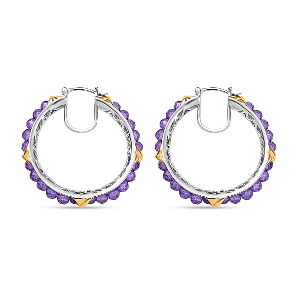 Shop Lc EverTrue African Amethyst 15.00 Ctw Beads Earrings In 18K YG Plated And Platinum Bond