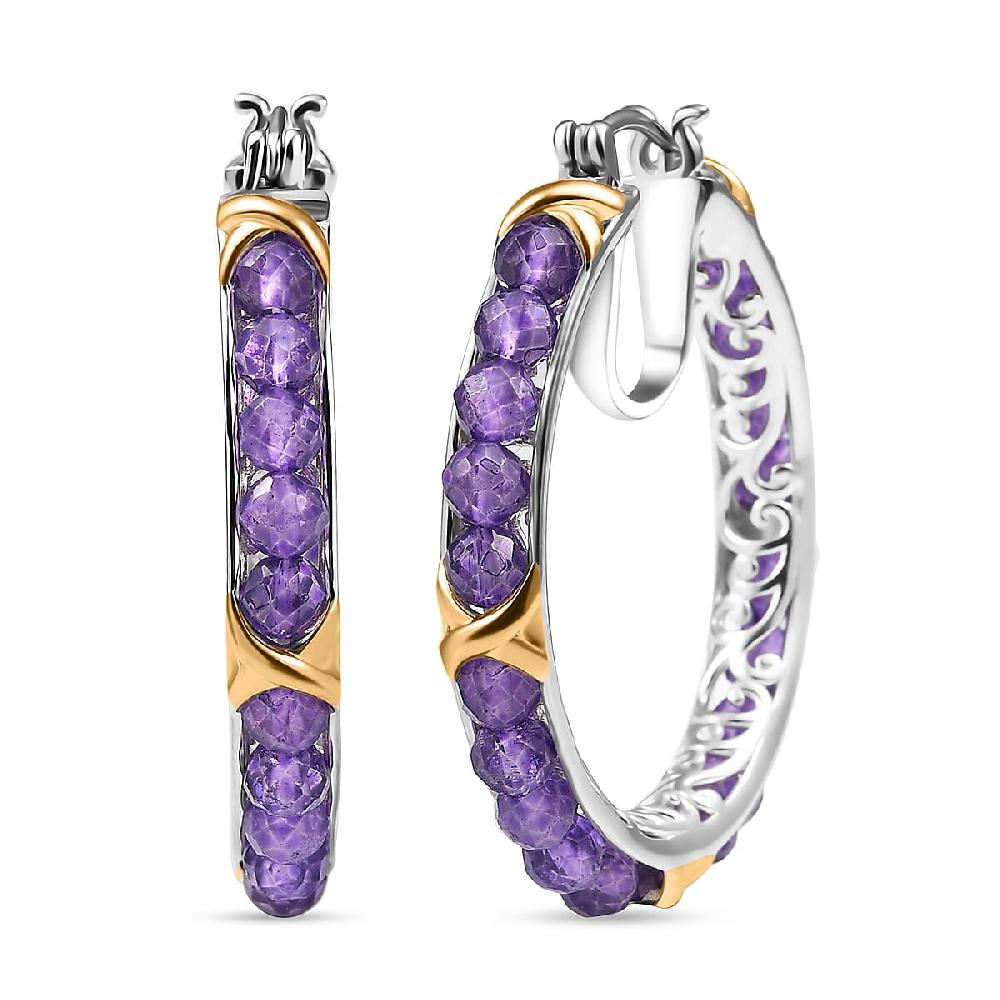 shop lc EverTrue African Amethyst 15.00 ctw Beads Earrings in 18K YG Plated and Platinum Bond