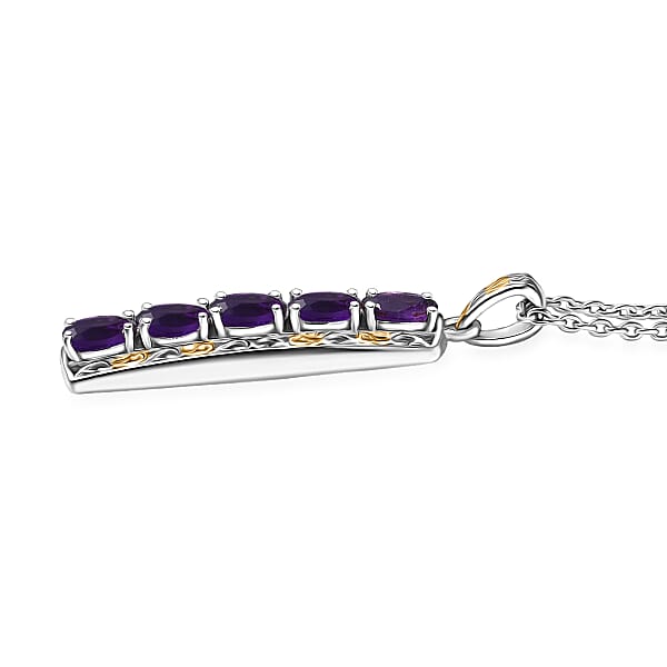 Shop Lc EverTrue African Amethyst 2.10 Ctw Pendant In 18K YG Plated And Platinum Bond With Stainless Steel Necklace 20 Inches