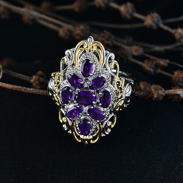 Shop Lc EverTrue African Amethyst 2.25 Ctw Ring In 18K YG Plated And Platinum Bond