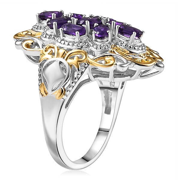 Shop Lc EverTrue African Amethyst 2.25 Ctw Ring In 18K YG Plated And Platinum Bond