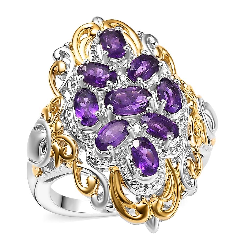 shop lc EverTrue African Amethyst 2.25 ctw Ring in 18K YG Plated and Platinum Bond