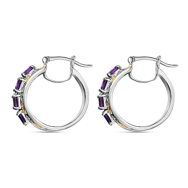 Shop Lc EverTrue African Amethyst 2.60 Ctw Hoop Earrings In 18K YG Plated And Platinum Bond