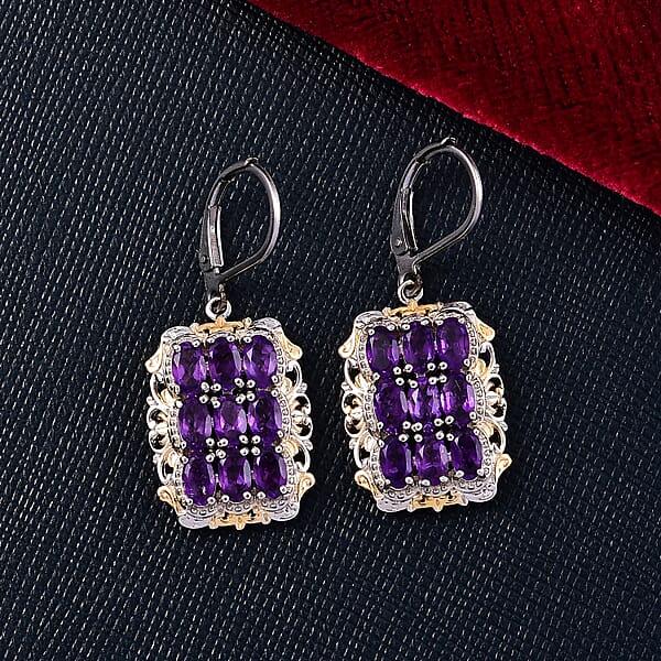 Shop Lc EverTrue African Amethyst Cluster Earring In 18K YG Plated And Platinum Bond 4.50 Ctw