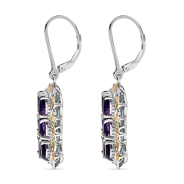 Shop Lc EverTrue African Amethyst Cluster Earring In 18K YG Plated And Platinum Bond 4.50 Ctw