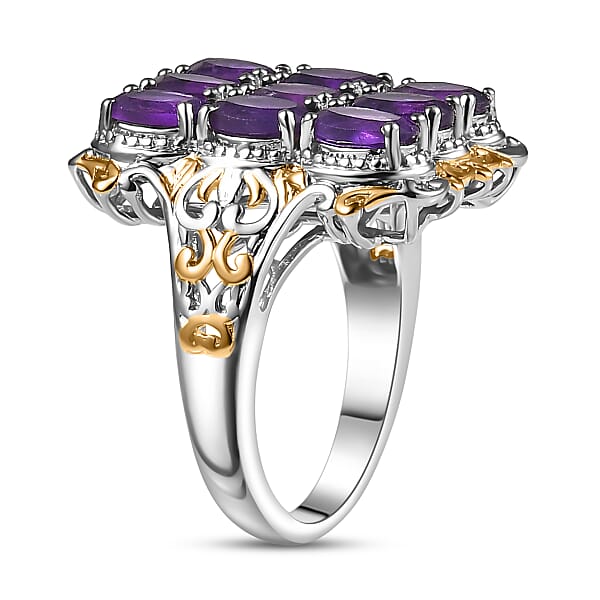 Shop Lc EverTrue African Amethyst Cluster Ring In 18K YG Plated And Platinum Bond 3.70 Ctw