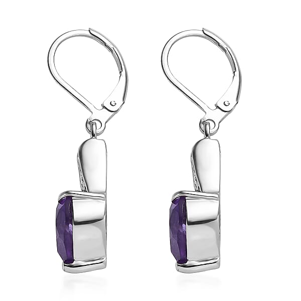 Shop Lc EverTrue African Amethyst Earrings In Stainless Steel 6.10 Ctw