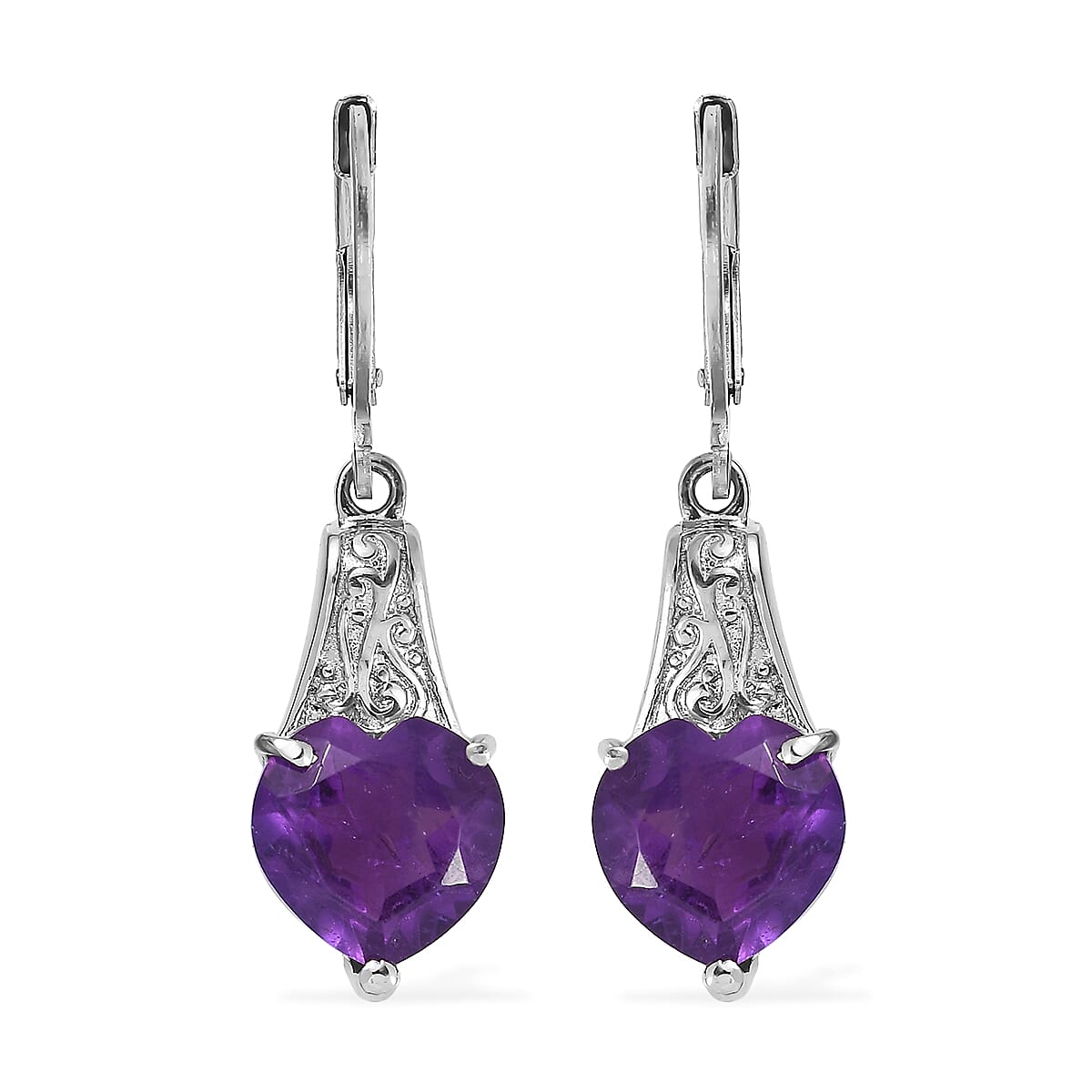 shop lc EverTrue African Amethyst Earrings in Stainless Steel 6.10 ctw