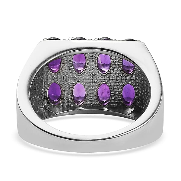Shop Lc EverTrue African Amethyst Men's Ring In Stainless Steel 3.50 Ctw