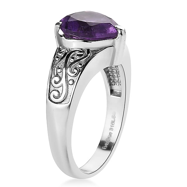 Shop Lc EverTrue African Amethyst Ring In Stainless Steel 3.20 Ctw