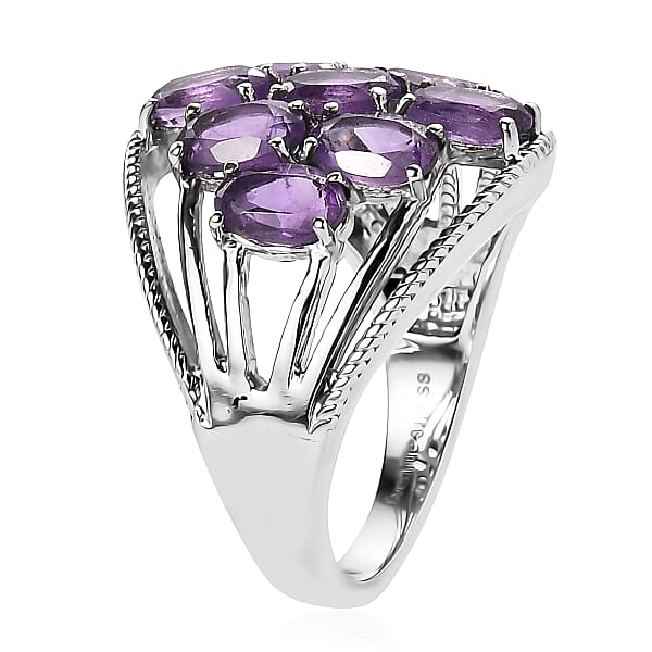 Shop Lc EverTrue African Amethyst Ring In Stainless Steel 5.00 Ctw