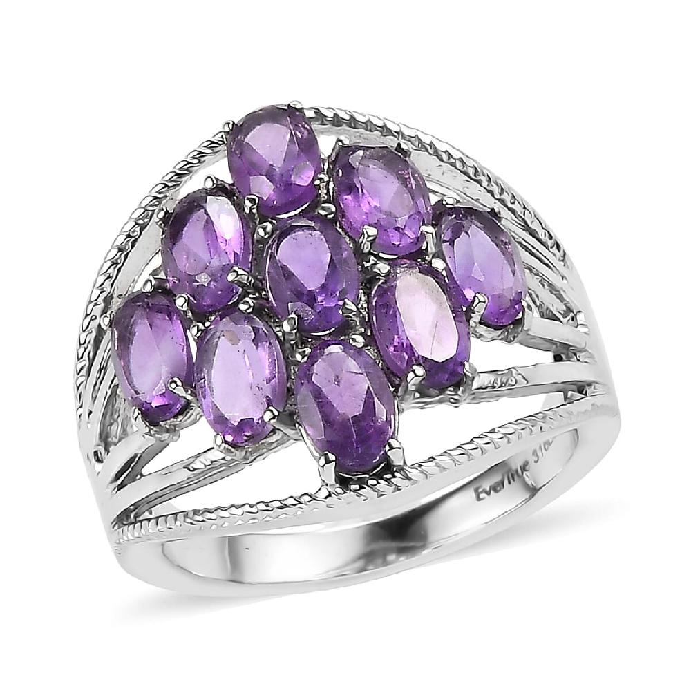 shop lc EverTrue African Amethyst Ring in Stainless Steel 5.00 ctw