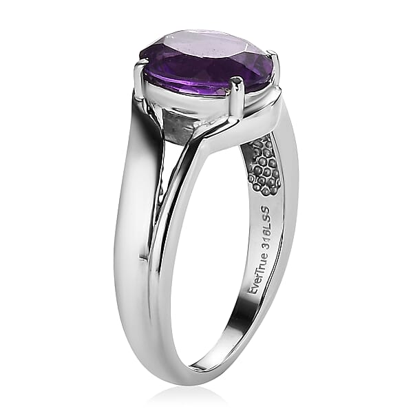Shop Lc EverTrue African Amethyst Ring In Stainless Steel 2.60 Ctw