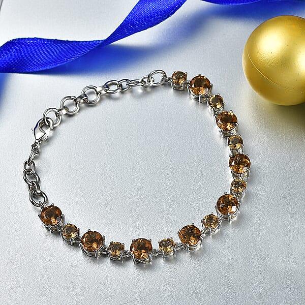 Shop Lc EverTrue Autumn Alexite 14.15 Ctw Art Deco Bracelet In Platinum Bond (6.50-8.0In)