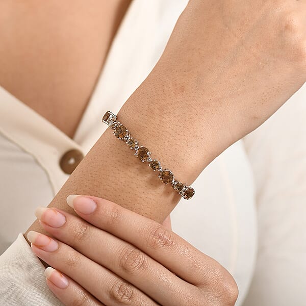 Shop Lc EverTrue Autumn Alexite 14.15 Ctw Art Deco Bracelet In Platinum Bond (6.50-8.0In)