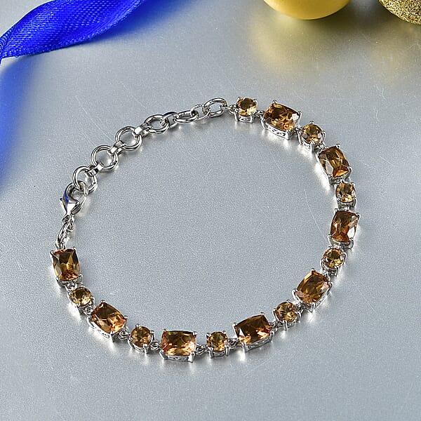 Shop Lc EverTrue Autumn Alexite 15.35 Ctw Art Deco Bracelet In Platinum Bond (6.50-8.0In)