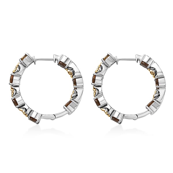 Shop Lc EverTrue Autumn Alexite 6.85 Ctw Rose Flower Hoop Earrings In 18K YG Plated And Platinum Bond