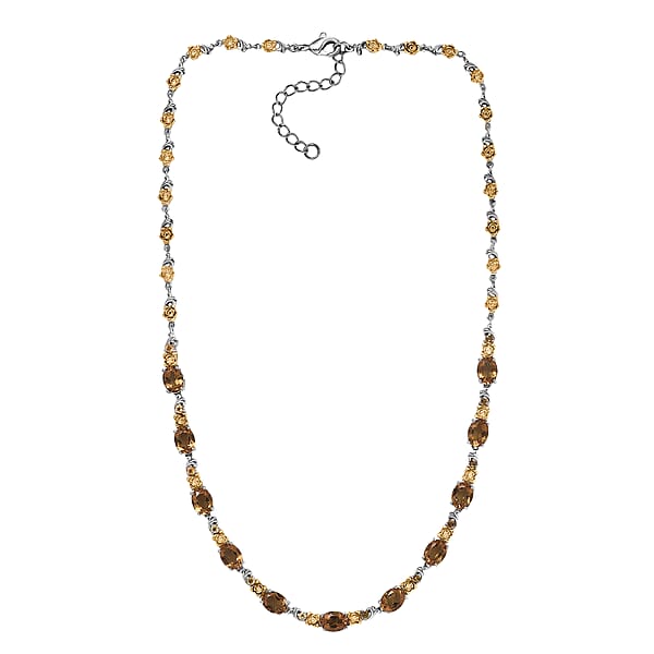 Shop Lc EverTrue Autumn Alexite And Brazilian Citrine 13.00 Ctw Rose Flower Necklace In 18K YG Plated And Platinum Bond 18-20 Inches