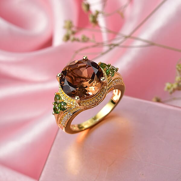 Shop Lc EverTrue Autumn Alexite Multi Gemstone Ring In 18K YG Plated 3.85 Ctw