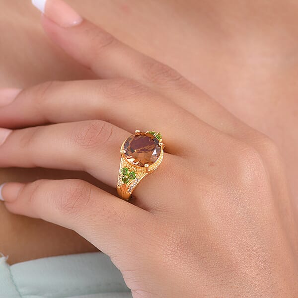 Shop Lc EverTrue Autumn Alexite Multi Gemstone Ring In 18K YG Plated 3.85 Ctw