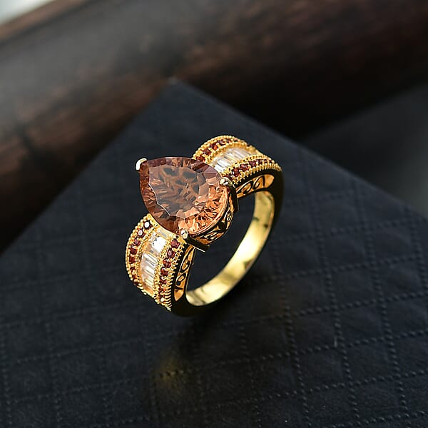 Shop Lc EverTrue Autumn Alexite Multi Gemstone Ring In 18K YG Plated 6.15 Ctw