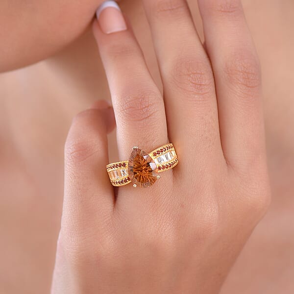 Shop Lc EverTrue Autumn Alexite Multi Gemstone Ring In 18K YG Plated 6.15 Ctw