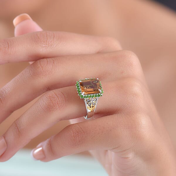 Shop Lc EverTrue Autumn Alexite Multi Gemstone Ring In 18K YG Plated And Platinum Bond 4.90 Ctw