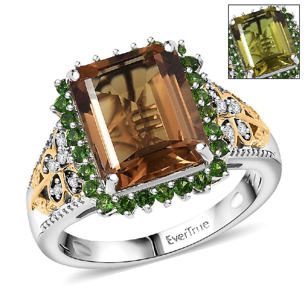 shop lc EverTrue Autumn Alexite Multi Gemstone Ring in 18K YG Plated and Platinum Bond 4.90 ctw
