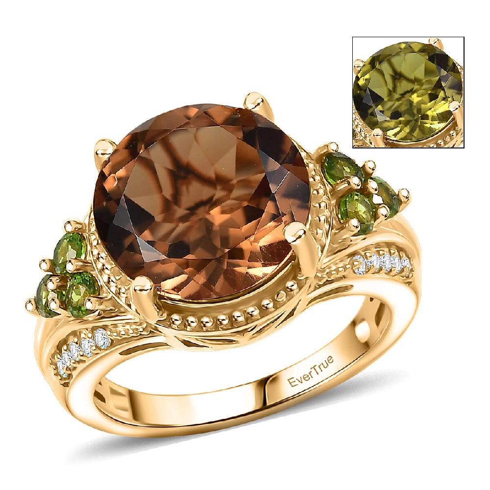 shop lc EverTrue Autumn Alexite Multi Gemstone Ring in 18K YG Plated 3.85 ctw