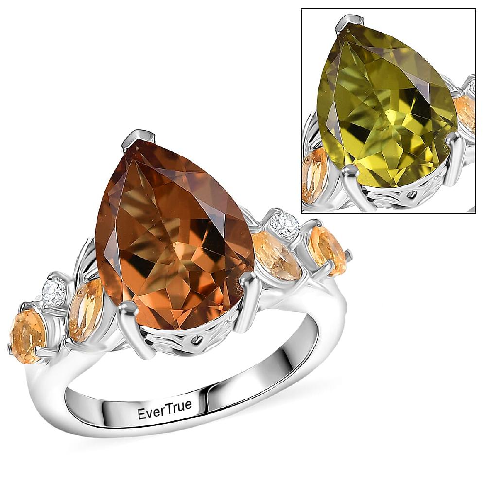 shop lc EverTrue Autumn Alexite Multi Gemstone Ring in Platinum Bond 5.75 ctw