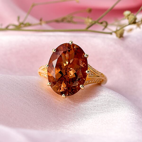 Shop Lc EverTrue Autumn Alexite White Zircon Ring In 18K YG Plated 9.10 Ctw