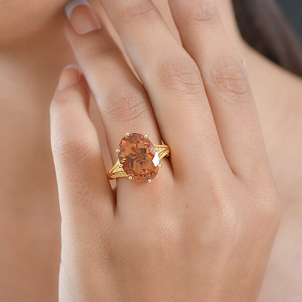 Shop Lc EverTrue Autumn Alexite White Zircon Ring In 18K YG Plated 9.10 Ctw