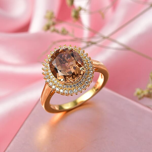 Shop Lc EverTrue Autumn Alexite White Zircon Ring In 18K YG Plated 4.00 Ctw