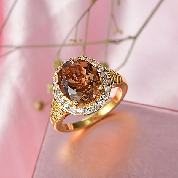 Shop Lc EverTrue Autumn Alexite White Zircon Ring In 18K YG Plated 5.40 Ctw