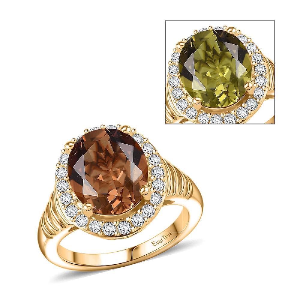 shop lc EverTrue Autumn Alexite White Zircon Ring in 18K YG Plated 5.40 ctw