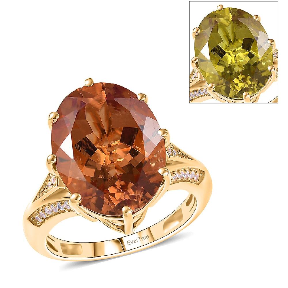 shop lc EverTrue Autumn Alexite White Zircon Ring in 18K YG Plated 9.10 ctw